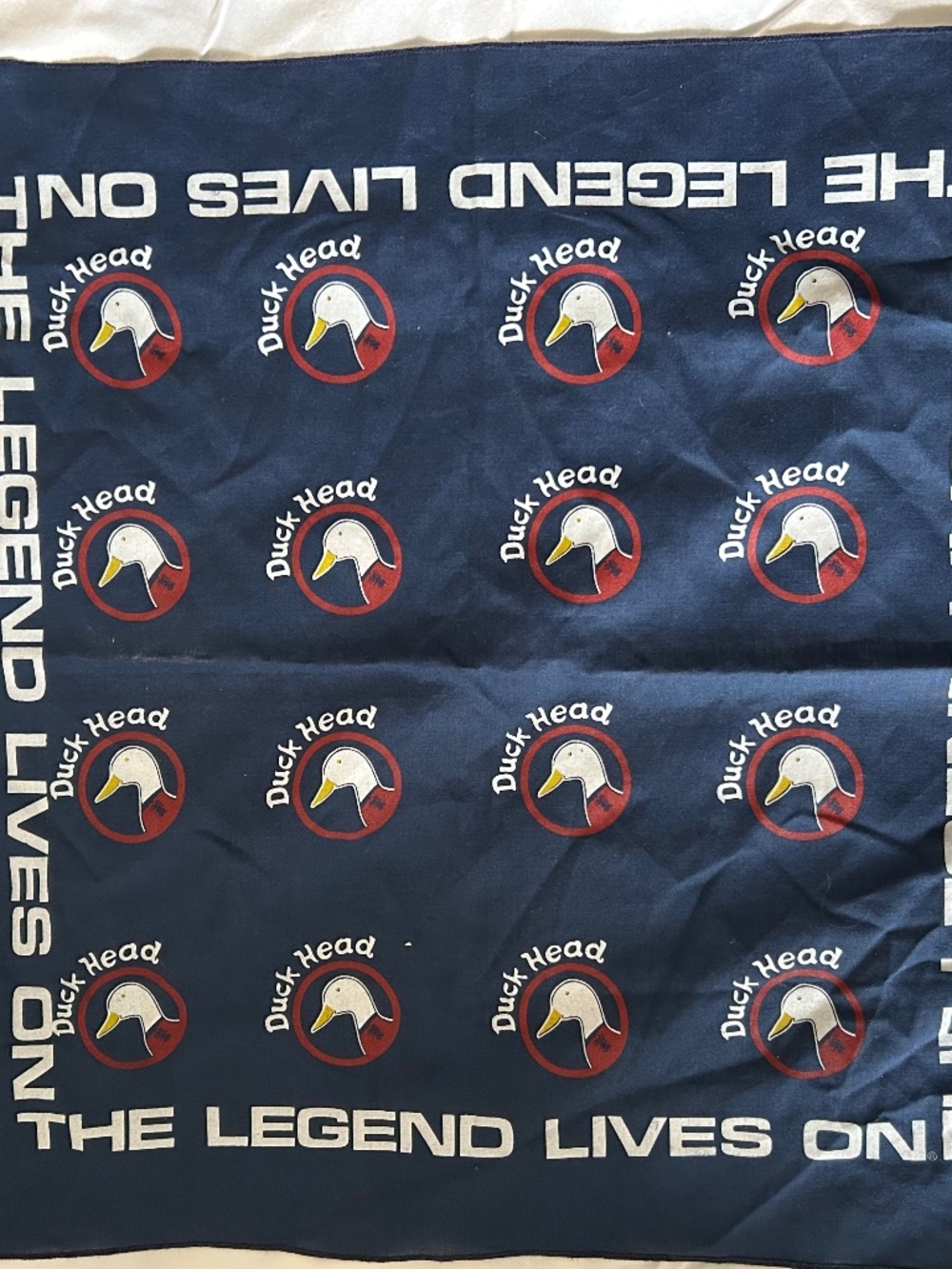 Vintage "Duck Head" 21" Square Bandana — The Legend Lives On — Navy